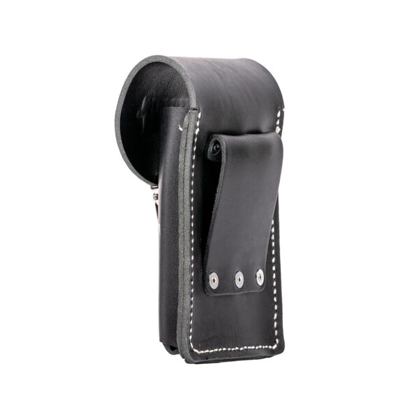 Belt-Worn XXL Leather Phone Holster, black, side view, made in the USA by Occidental Leather